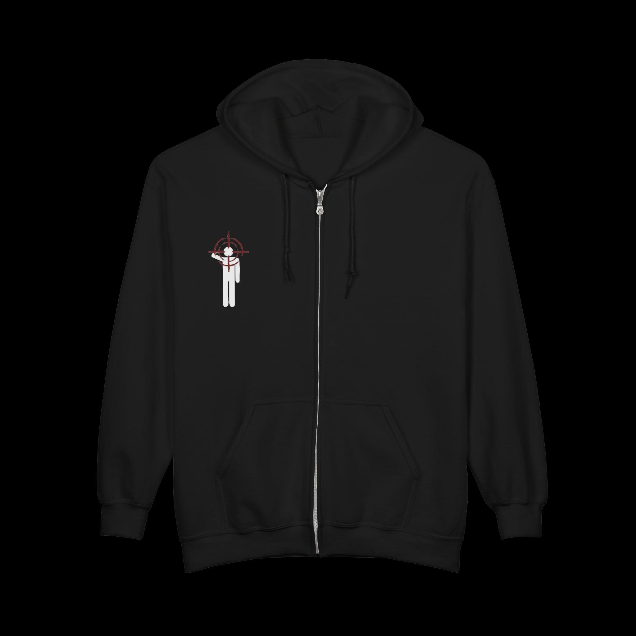 Full-Zip Hoodie - 909 Blood Hand Graphic Zip-Up Sweatshirt