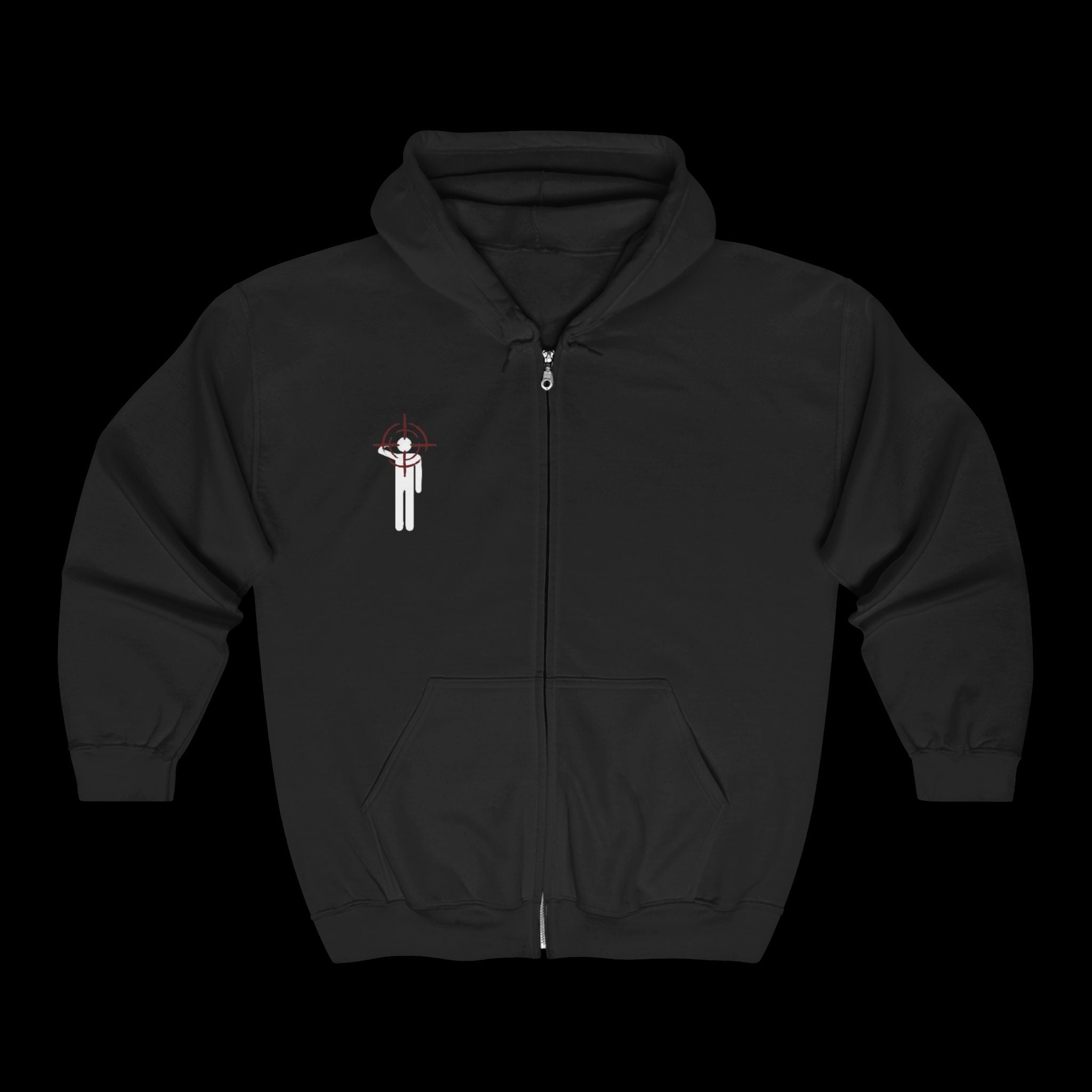 Full-Zip Hoodie - 909 Blood Hand Graphic Zip-Up Sweatshirt
